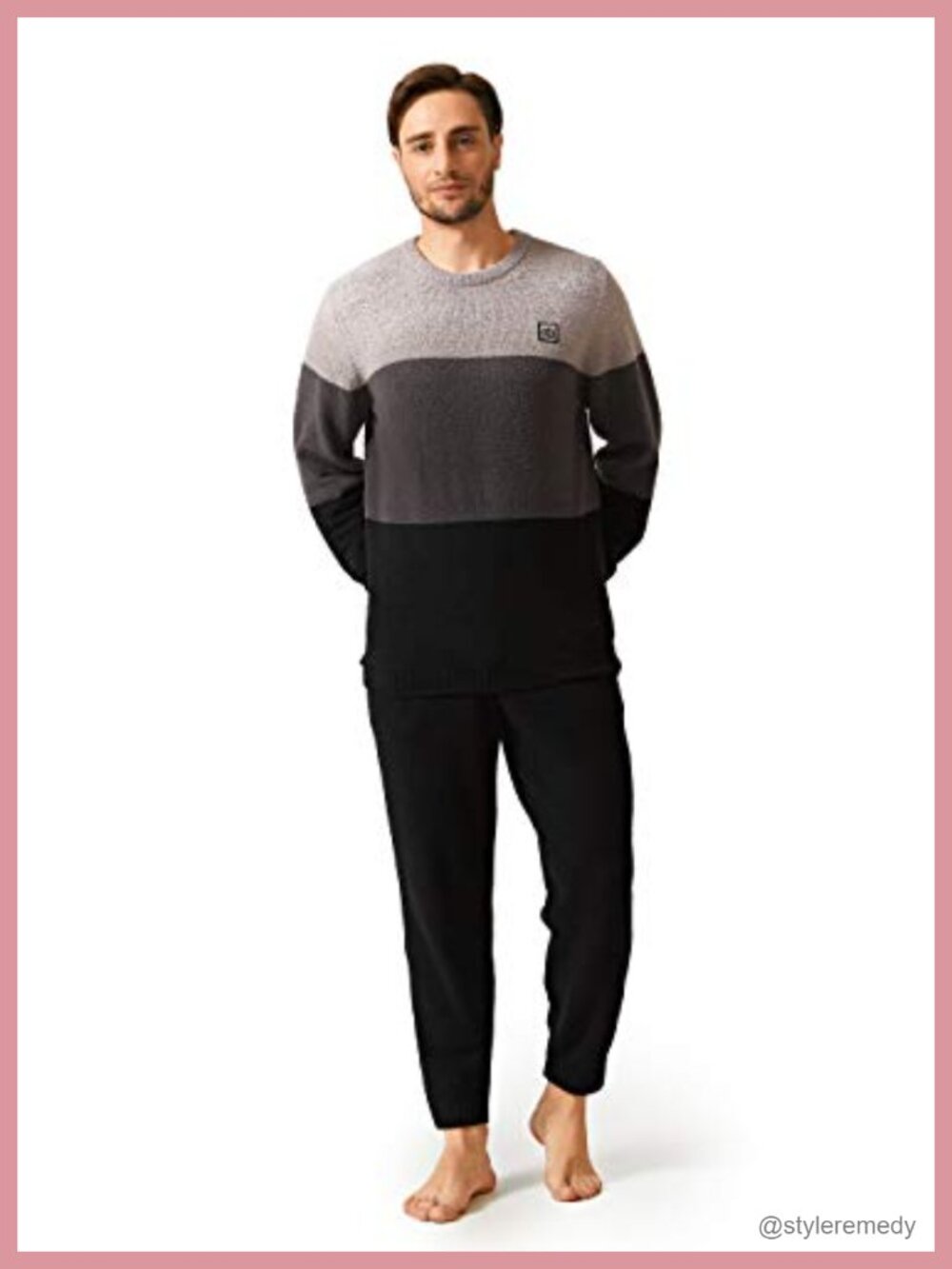 Men's Fleece Pajama Set Ultra-Soft Warm Lounge Sleepwear 2-Piece